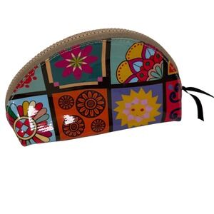 Consuela Cosmetic Bag Women Small Multicolor Floral Patchwork Patent Pouch